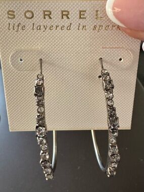 Sorrelli Silver Crystal Hoop Earrings